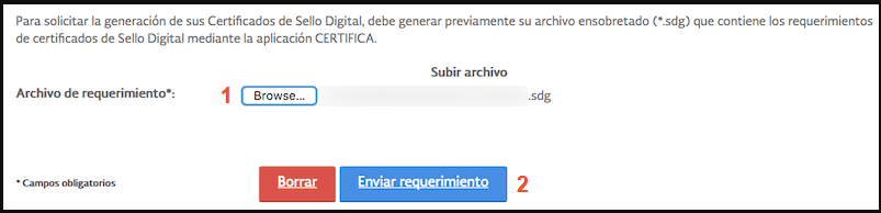Botón "Enviar requerimiento"
