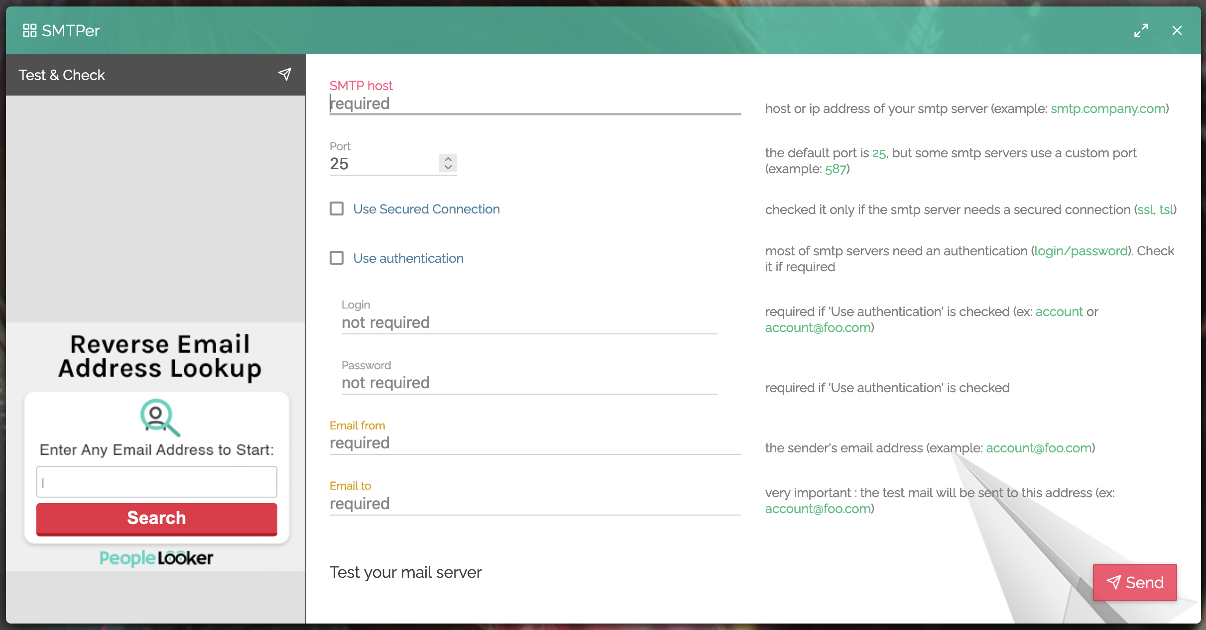 Formulario para probar tu configuración SMTP